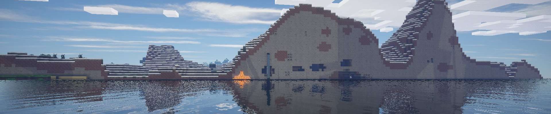 A screenshot of lava flowing into the ocean made during Minecraft camp