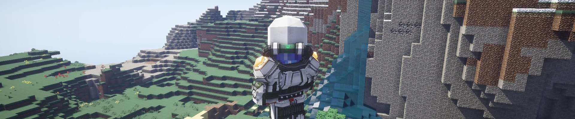 A player flying around in a jetpack in Minecraft Modpack development camp