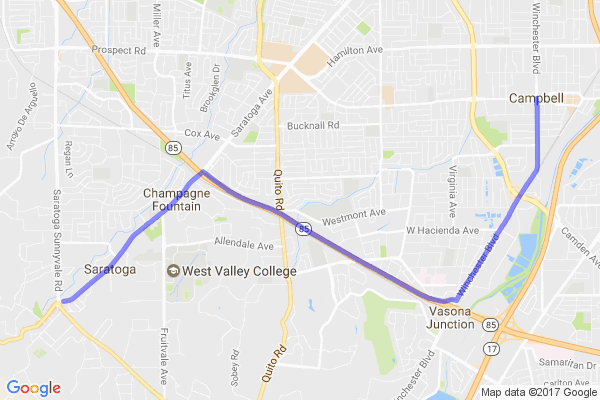 Directions from Campbell to Vision Tech Camps in Saratoga