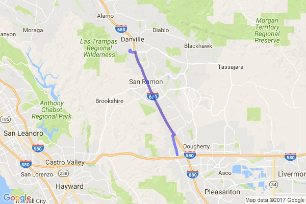 Directions from Dublin/Pleasanton to Vision Tech Camps in Danville