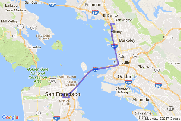 Driving directions between San Francisco and Vision Tech Camps