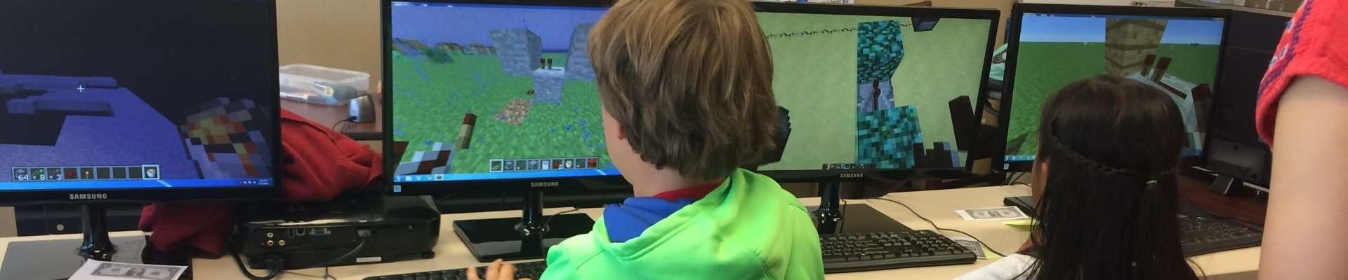 Campers during a Minecraft Camp at Vision Tech Camps Danville Center