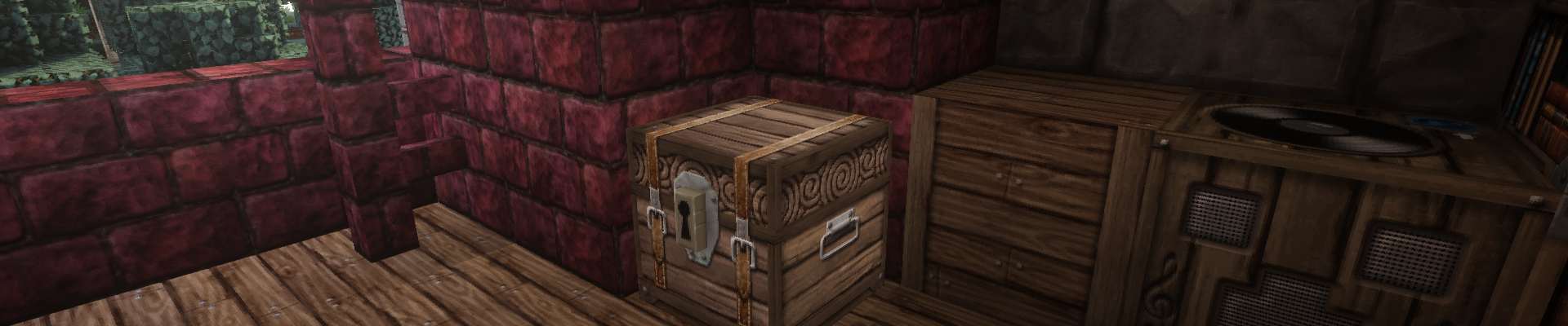 A treasure chest in Adventures in Minecraft